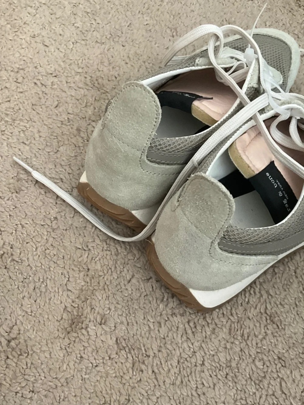 rag & bone Light Gray and White Mesh Suede Sneakers - Picture 4 of 4